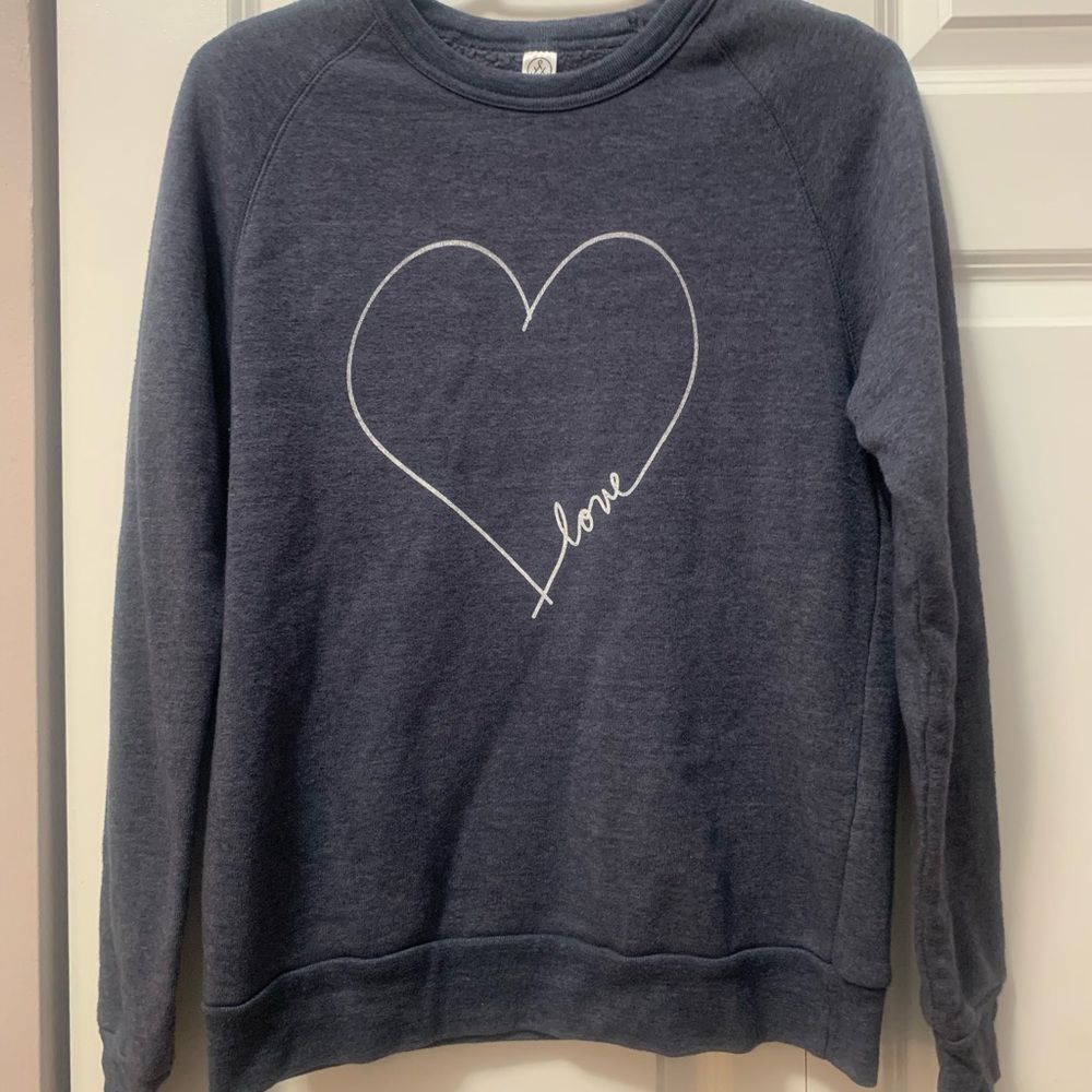 Ellen Degeneres “love” crewneck. Navy.